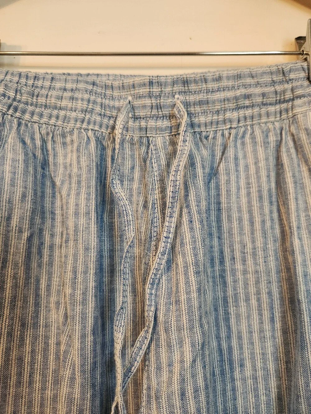NWT ZARA Pants, Linen Blend Blue & White Striped, Lightweight Summer Sz XS
